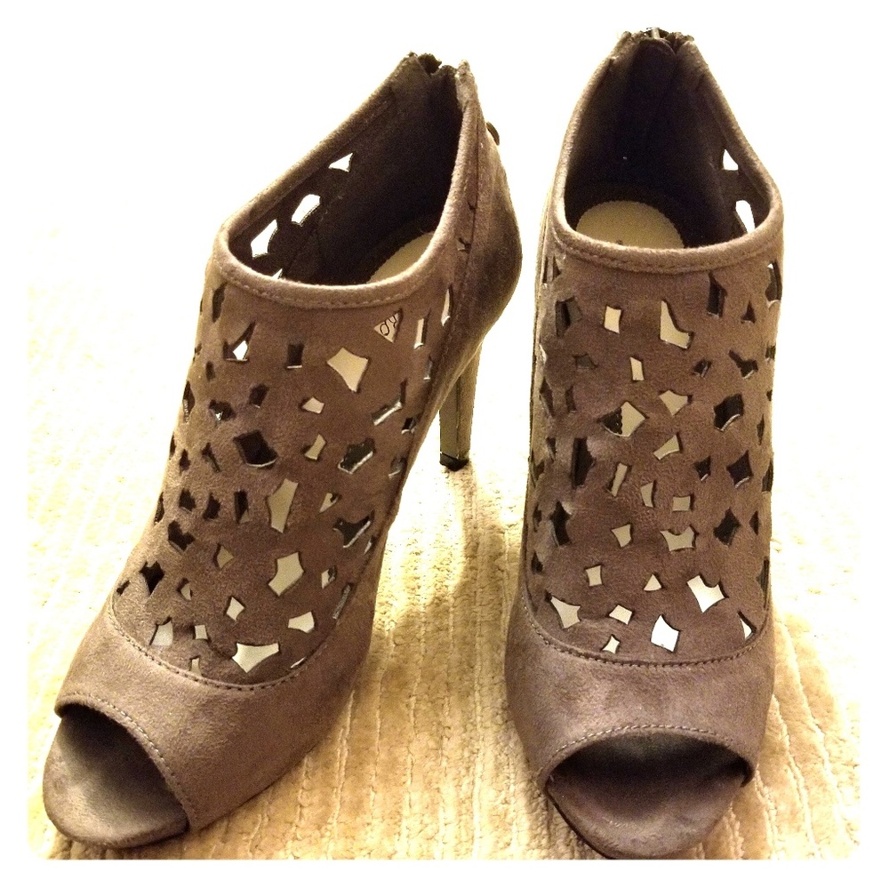 LeLa Rose Peep Toe Suede Booties